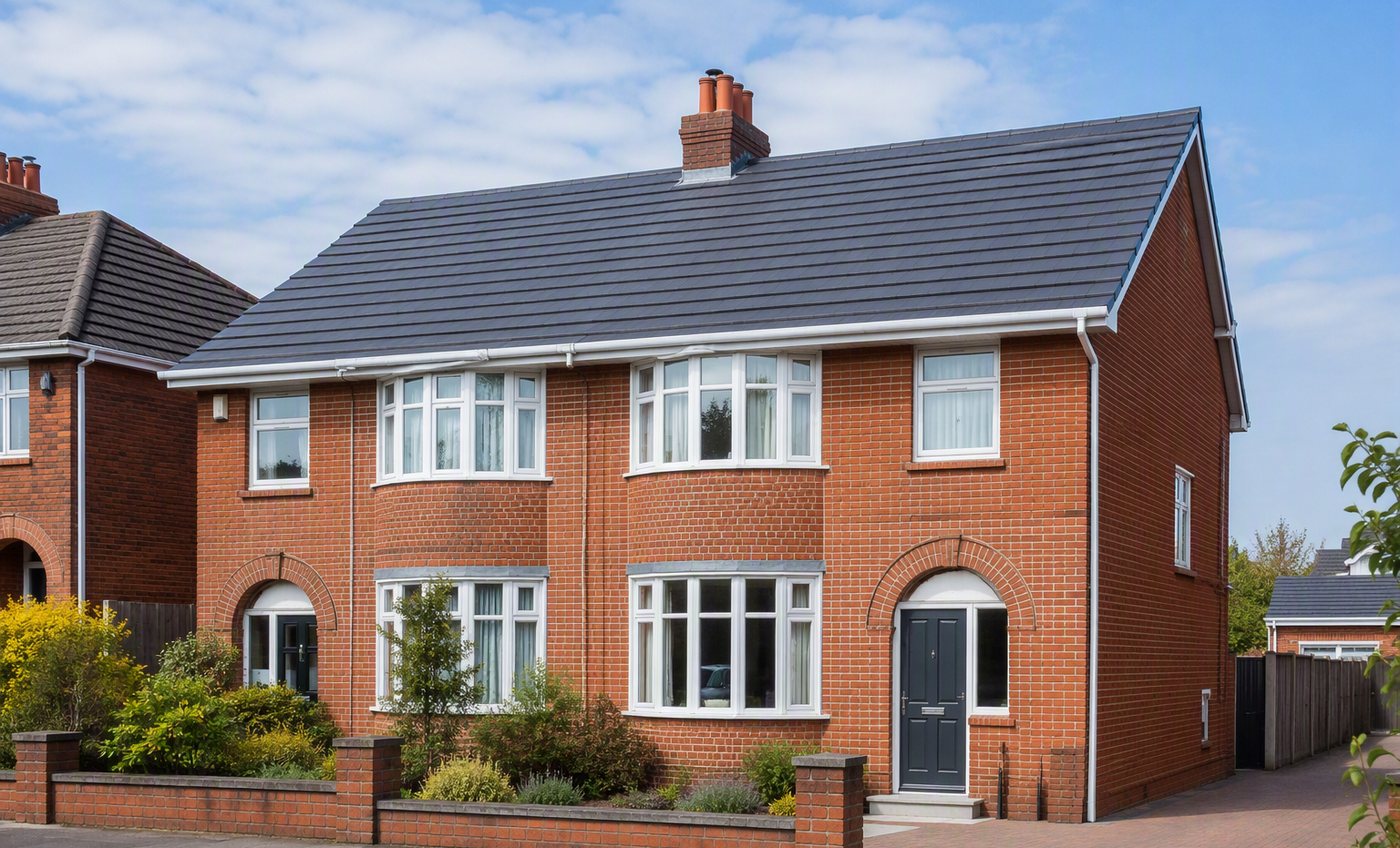 Pair of 1930s semi-detached houses in Crawley with a new tiled roof